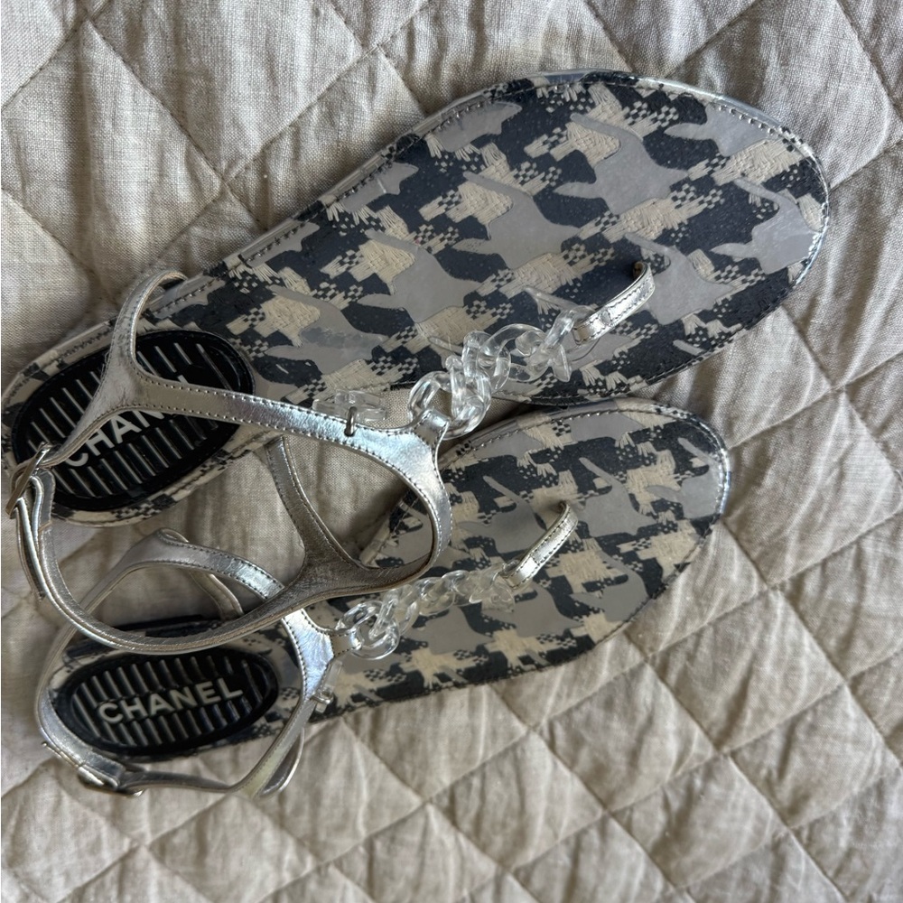 Chanel clear and silver Sandals